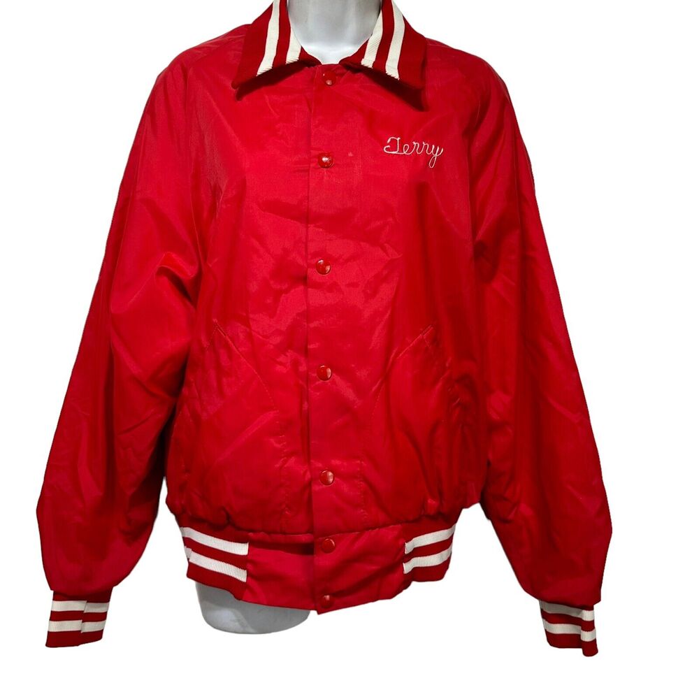 vintage don alleson womens varsity athletic red baseball jacket Size M